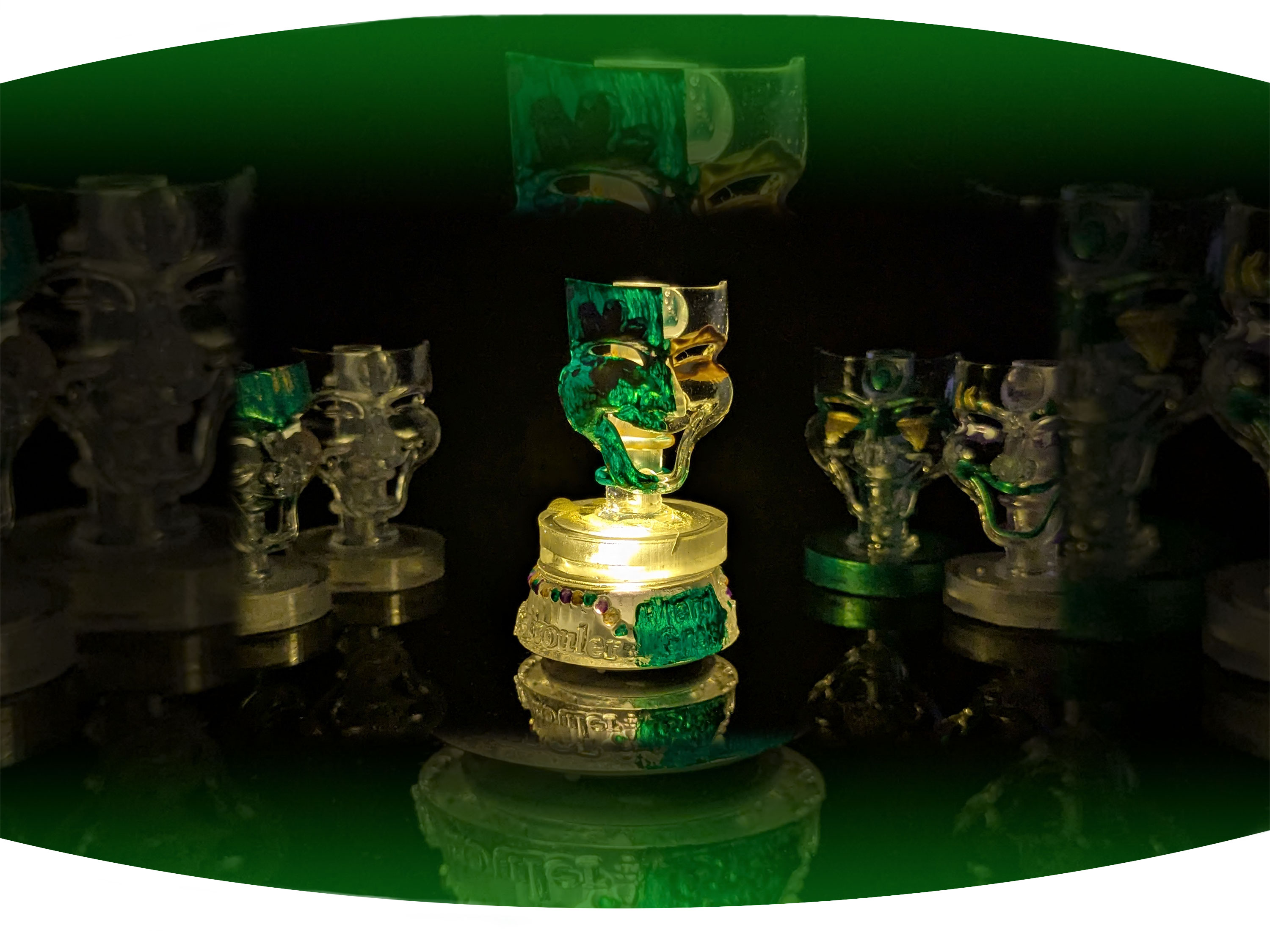 White screen printed  t-shirt with the black text Bywater with red stamp across it that says gentrified